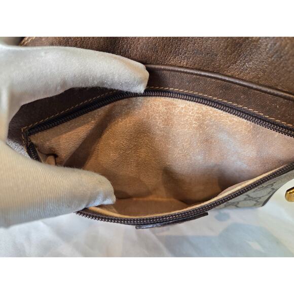 Gucci Vintage GG Canvas Web Crossbody Bag Brown Leather Camera Bag Ophidia - Picture 10 of 15